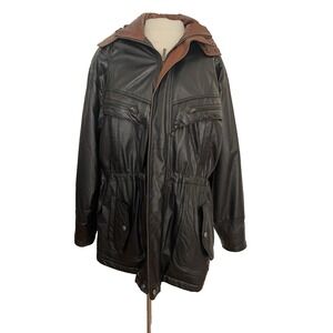 Vintage Wilson's Men's Black Leather Thinsulate‎ Hooded Jacket (1990s)